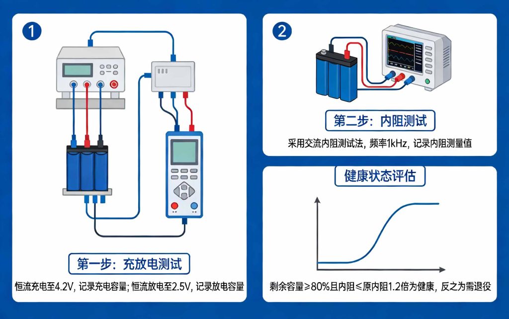 Retired battery state of health diagnosis