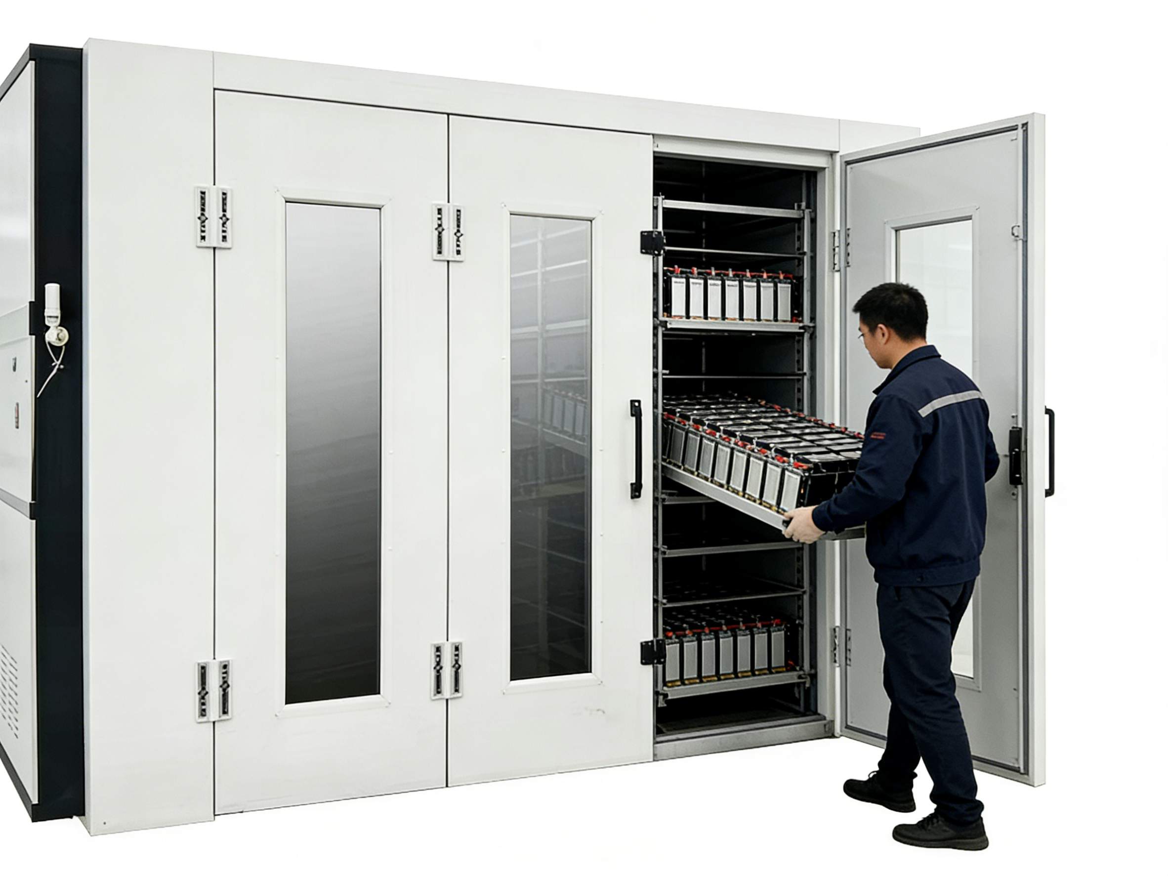 The disassembled battery modules are placed in a drying room