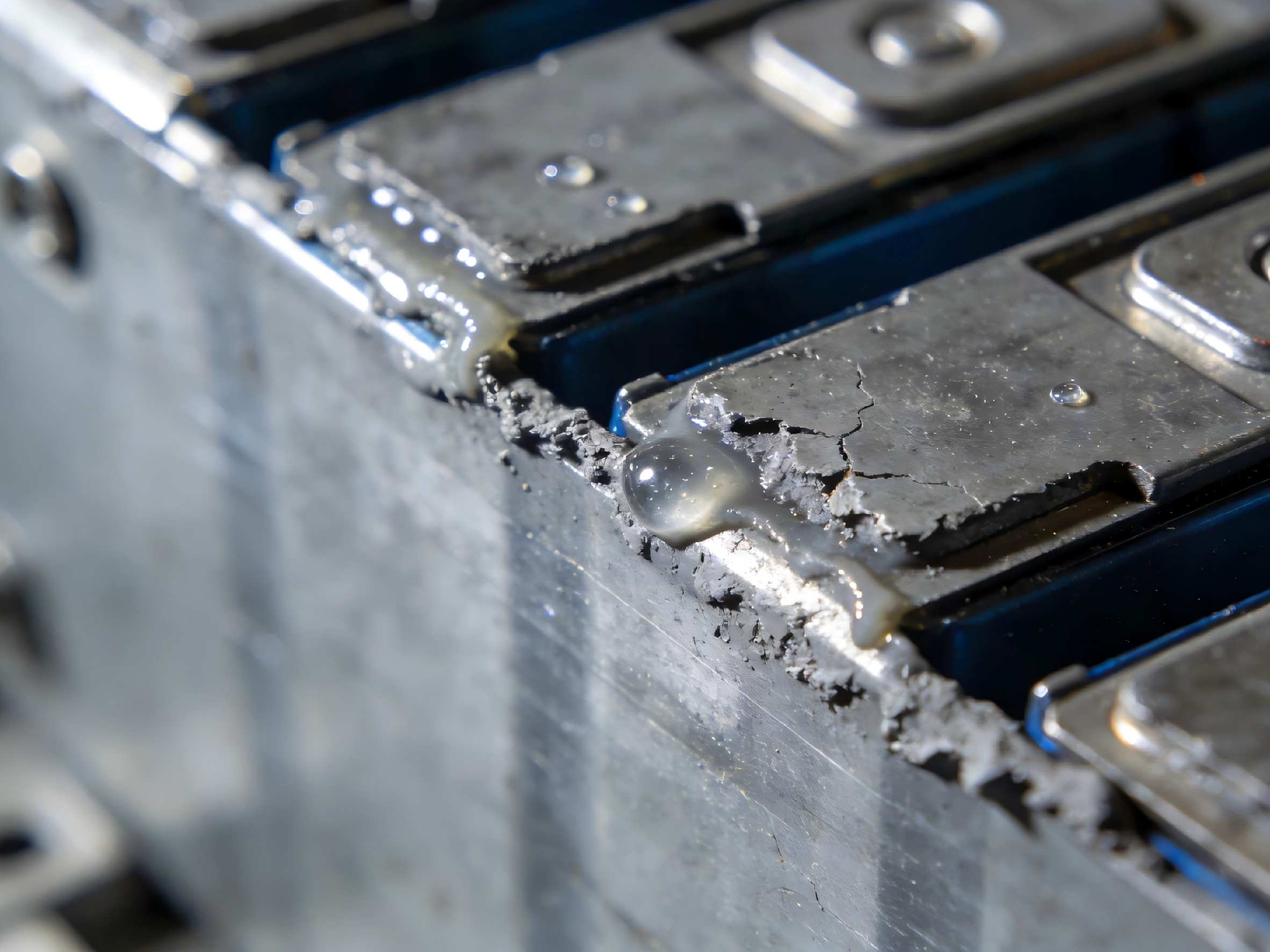 Excess adhesive on the side of the battery module