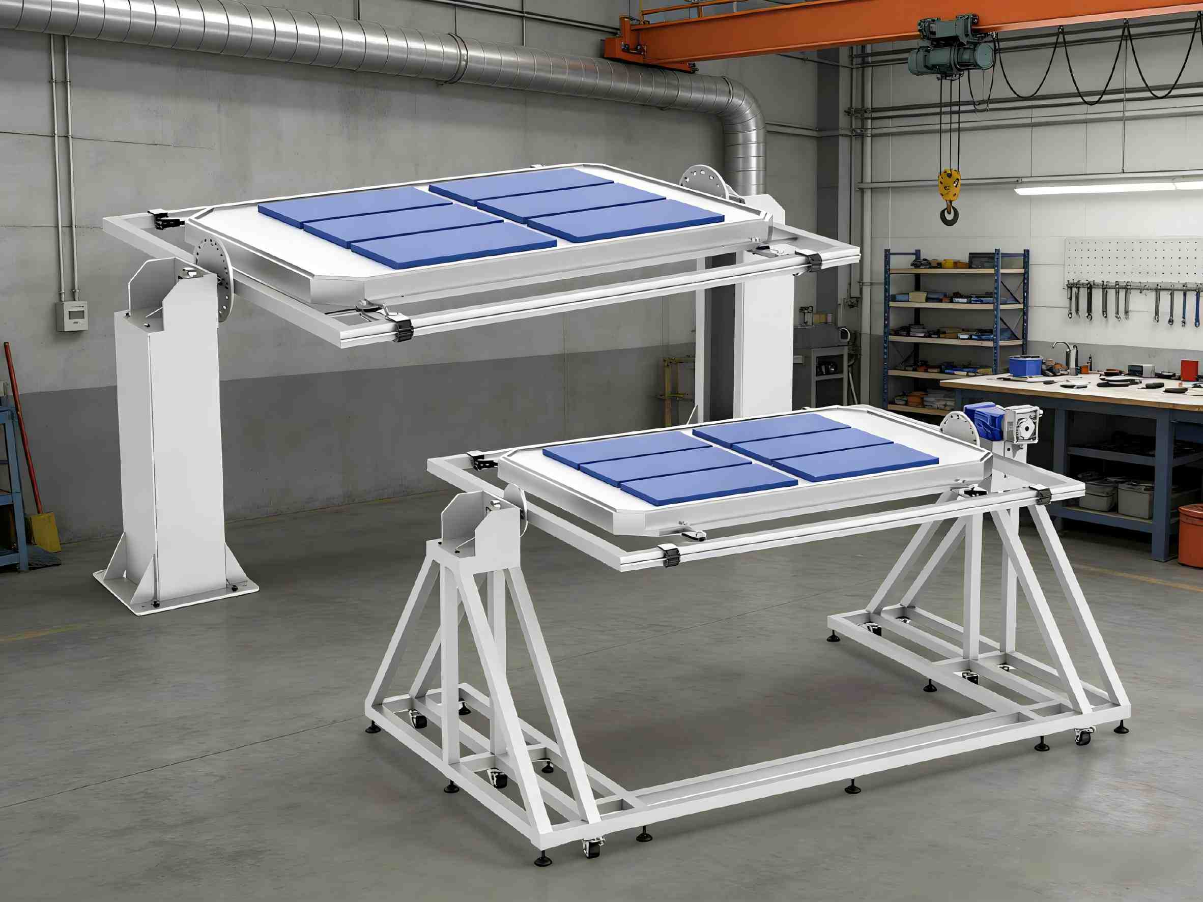 Mobile and floor-standing battery pack flip stand