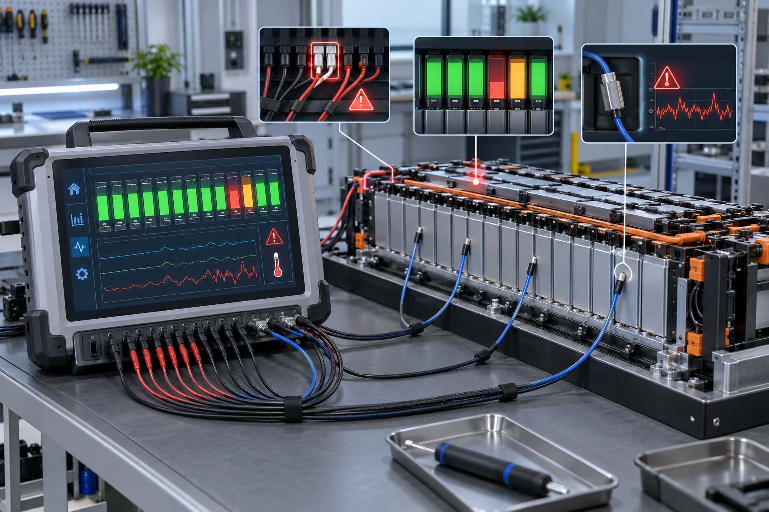 Power battery module undergoing temperature distribution and abnormal hotspot detection